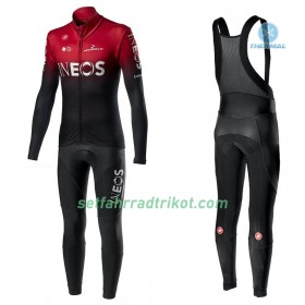 Radbekleidung Radtrikot Langarm + Lang Trägerhose 2020 TEAM INEOS Winter Thermal Fleece N001